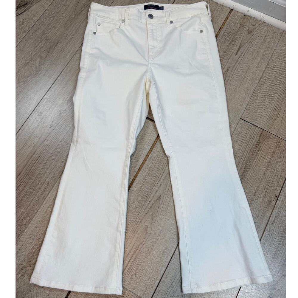 Torrid Crop High Rise Flare White Cotton Blend Jeans Super Soft Womens Size 10